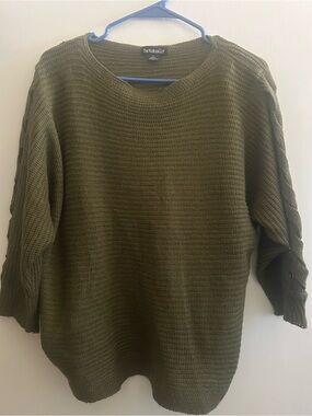 De Rotchild Olive Green Knit Sweater with Cut-Out Sleeves Size Large